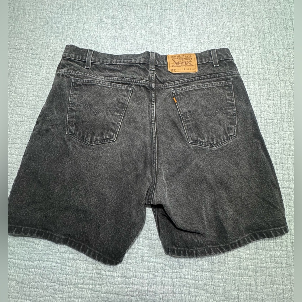 Vintage 90s Levi’s 550 Orange Tab Shorts Black Wash Mens 38 (37x6.5) Relaxed Fit